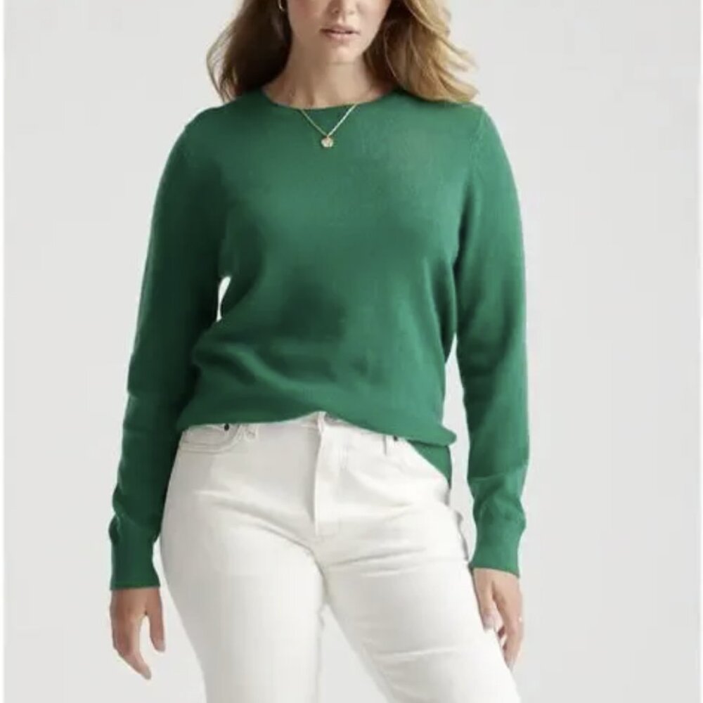 Quince 100% Mongolian Cashmere Crewneck Sweater Everglade Green Size Medium